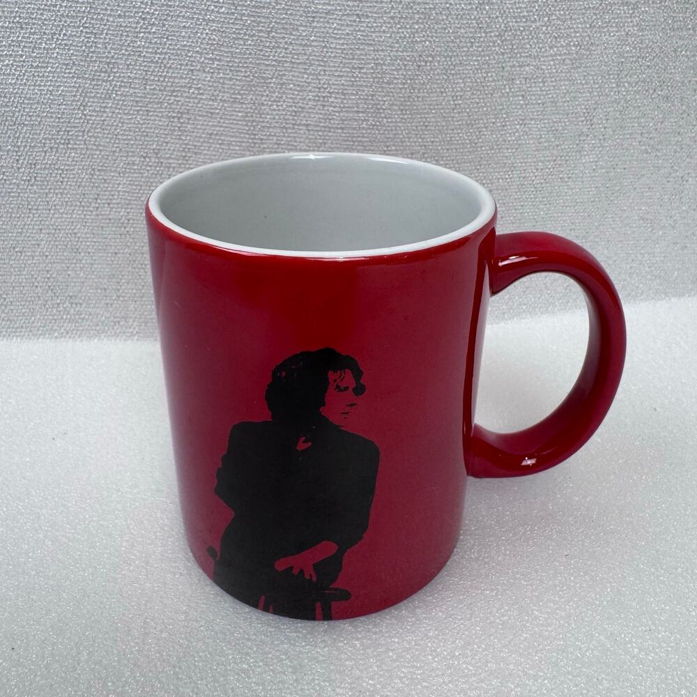 Red Mug Coffee Tea 4" Black Silhouette graphic of artist Unknown Initials JG